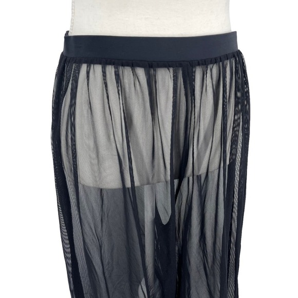Vintage 90’s Sheer Pants Wide Leg Black Mesh Elastic Waist Medium - Picture 5 of 6
